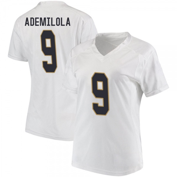 Justin Ademilola Notre Dame Fighting Irish NCAA Women's #9 White Replica College Stitched Football Jersey LHL6555NO